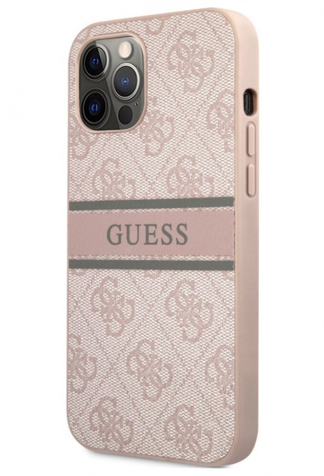 фото Чехол cg mobile guess 4g stripe printed logo iphone 12/12 pro розовый