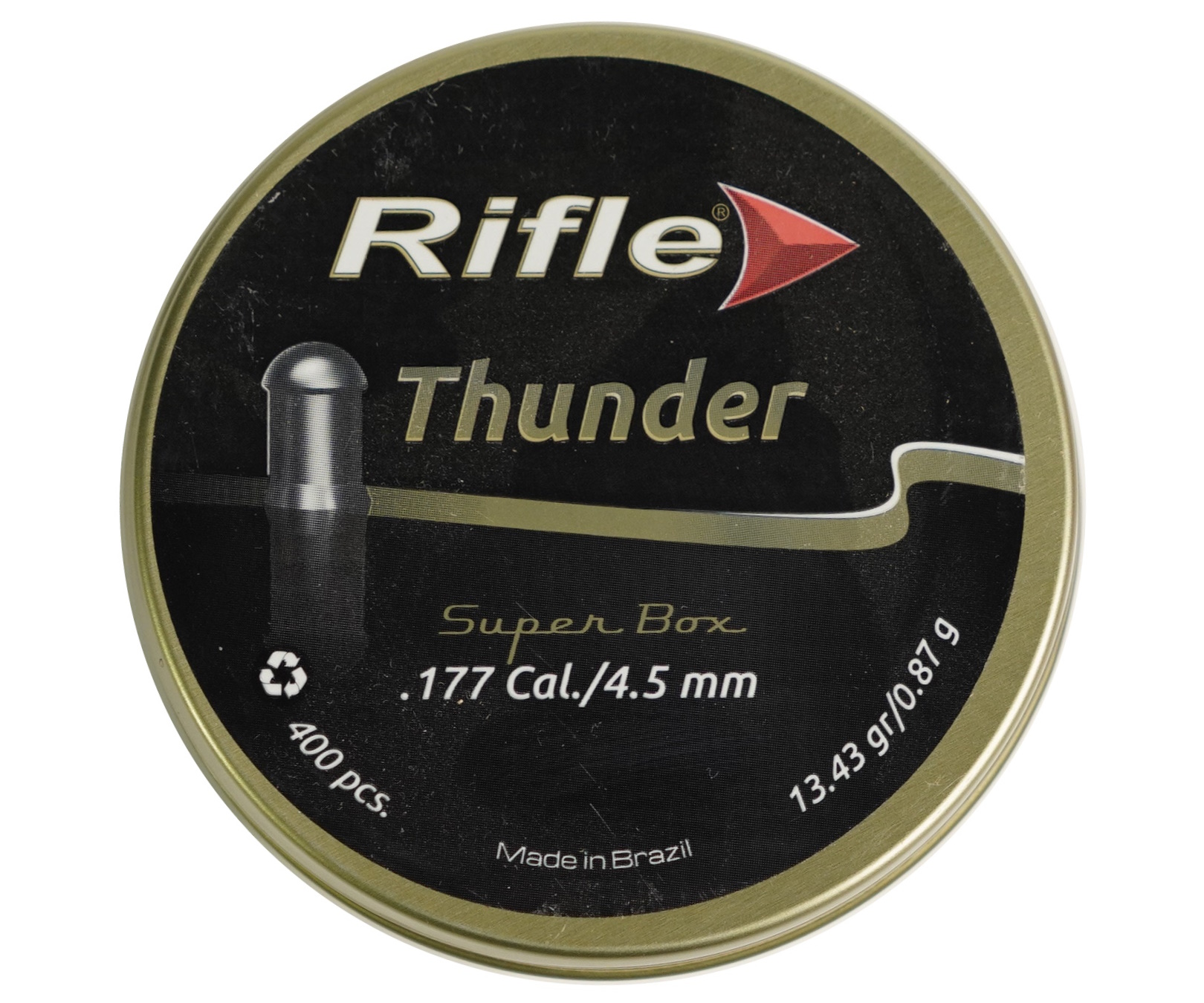 

Пуля пневм. RIFLE Thunder 4,5 мм. 0,87 гр. (400 шт. в банке), Серебристый, Thunder