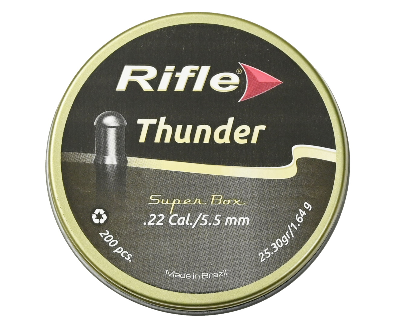 

Пуля пневм. RIFLE Premium Series Thunder 5,5 мм. 1,64 гр. (200 шт. в банке) 6026EX, Серебристый, Thunder