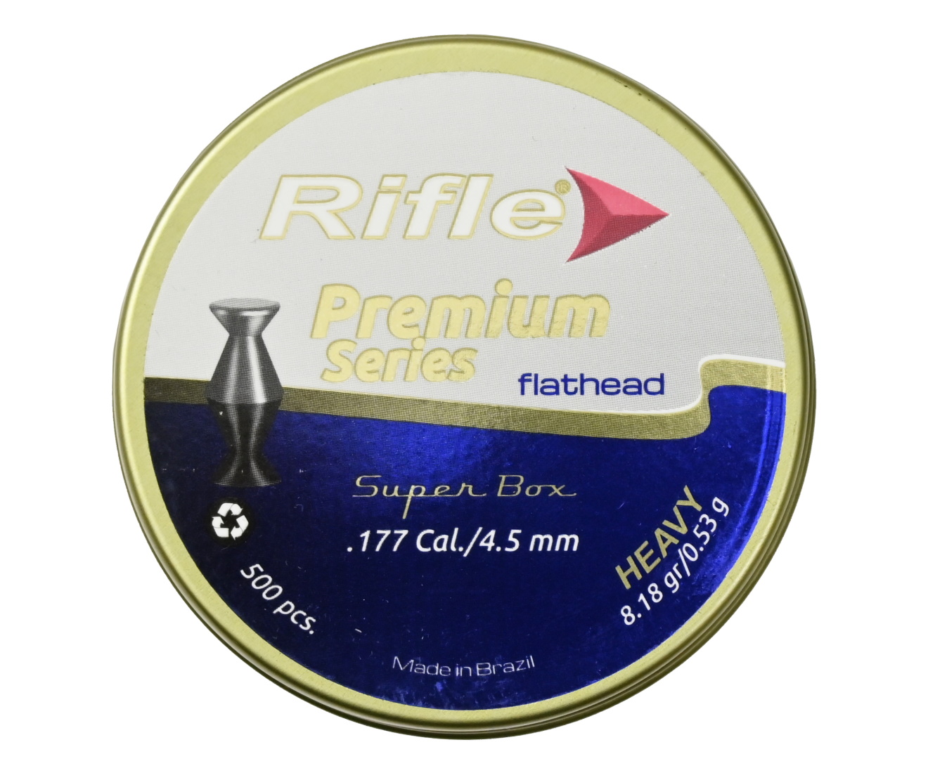 

Пуля пневм. RIFLE Premium Series Flathead Heavy 4,5 мм. 0,53 гр. 500 шт. в банке 6011H50EX, Серебристый, Flathead Heavy