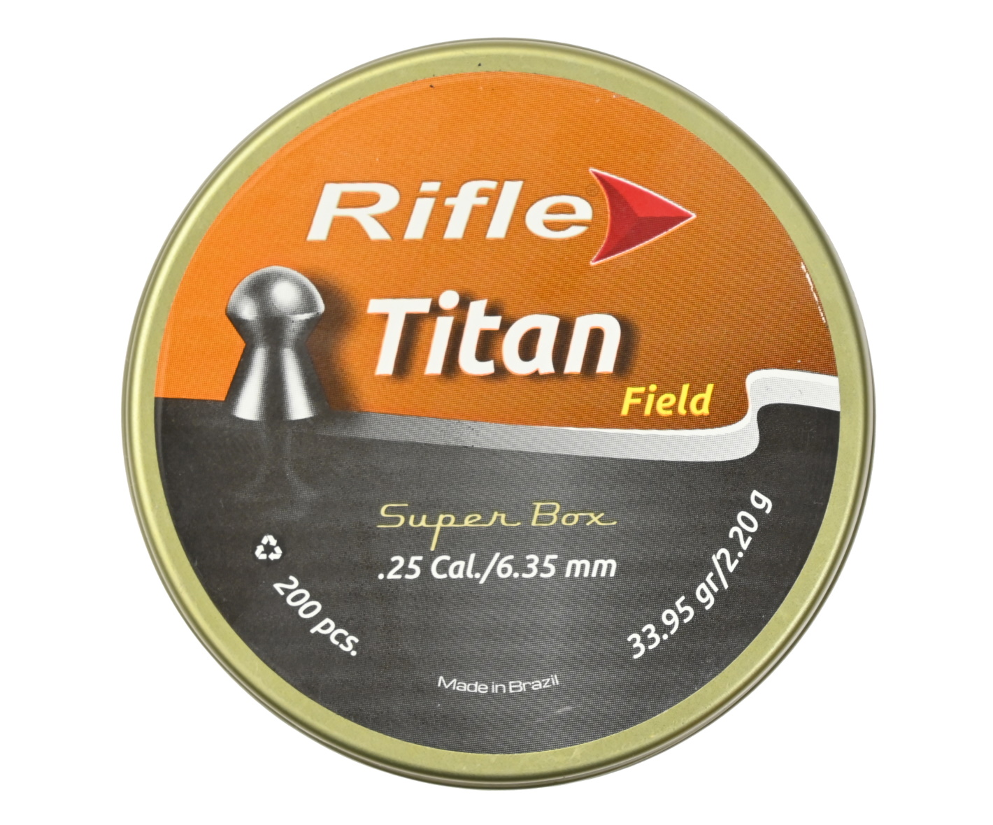 

Пуля пневм. RIFLE Field Series Titan 6,35 мм. 2,2 гр. (200 шт. в банке). 8011EX, Серебристый, Titan