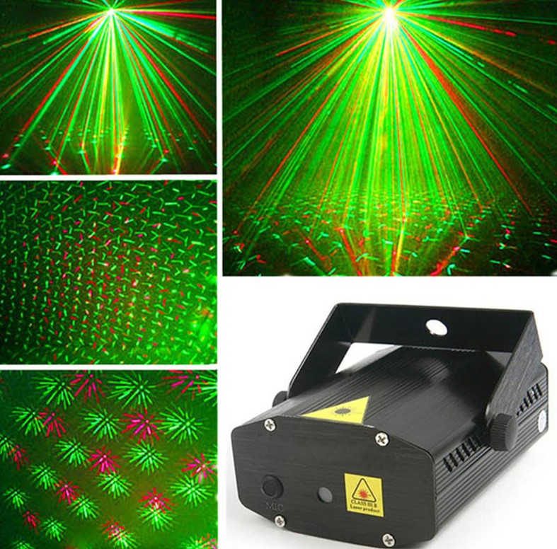 Лазерный мини проектор новогодний Mini Laser Stage Laser Lighting светомузыка стробоскоп д