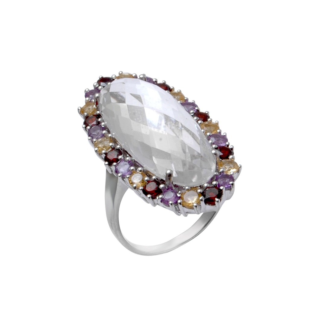 

Кольцо из серебра р. 18 Balex Jewellery 1410931654, горный хрусталь\аметист\гранат\цитрин, 1410931654