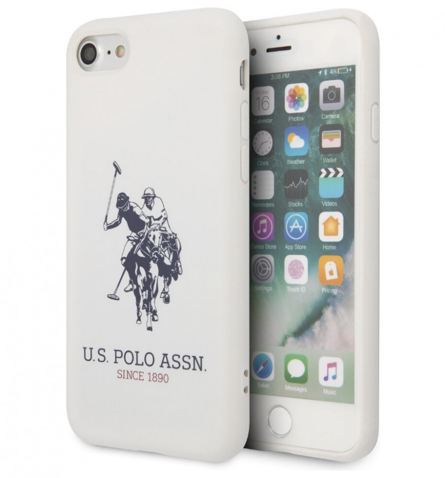 фото Чехол cg mobile u.s. polo assn. liquid silicone big horse iphone se 2020/8/7 белый