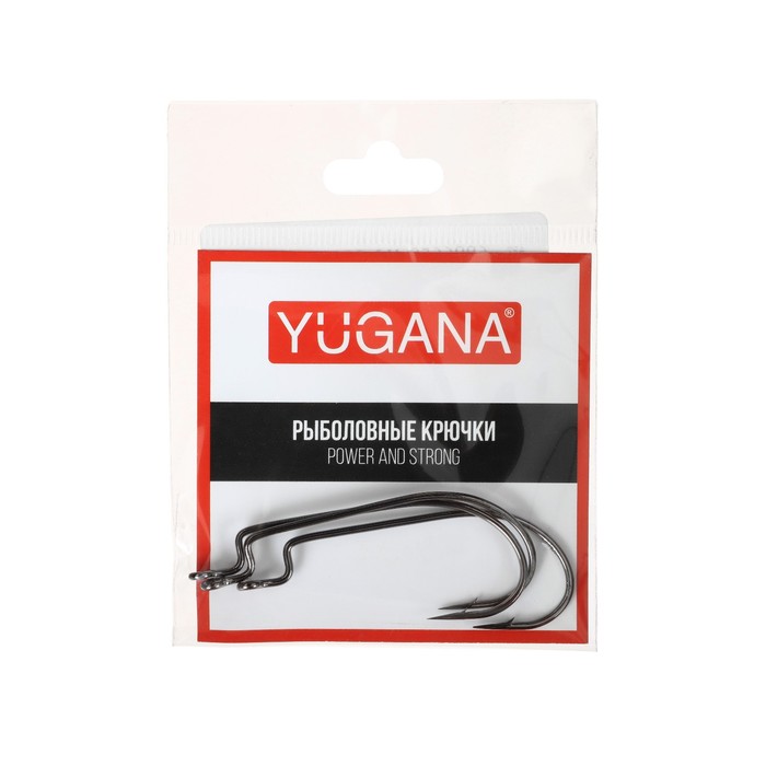 Крючки офсетные YUGANA O'shaughnessy worm № 4/0, 3 шт в упак.