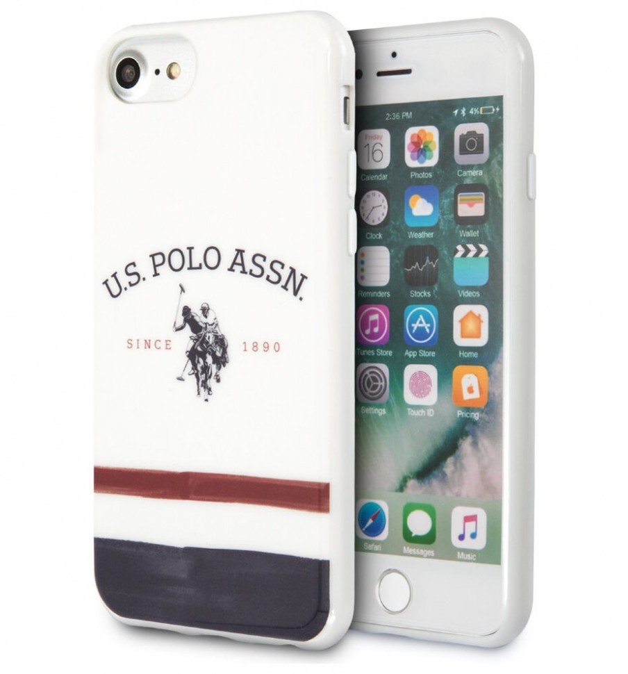 фото Чехол cg mobile u.s. polo assn. big logo and tricolor stripes iphone se 2020/8/7 белый