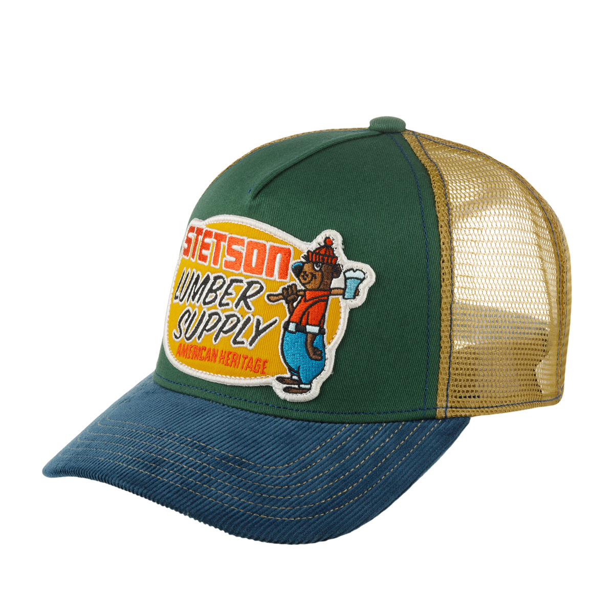 Бейсболка унисекс Stetson 7761130 TRUCKER CAP LUMBER SUPPLY синяя/зеленая, one size