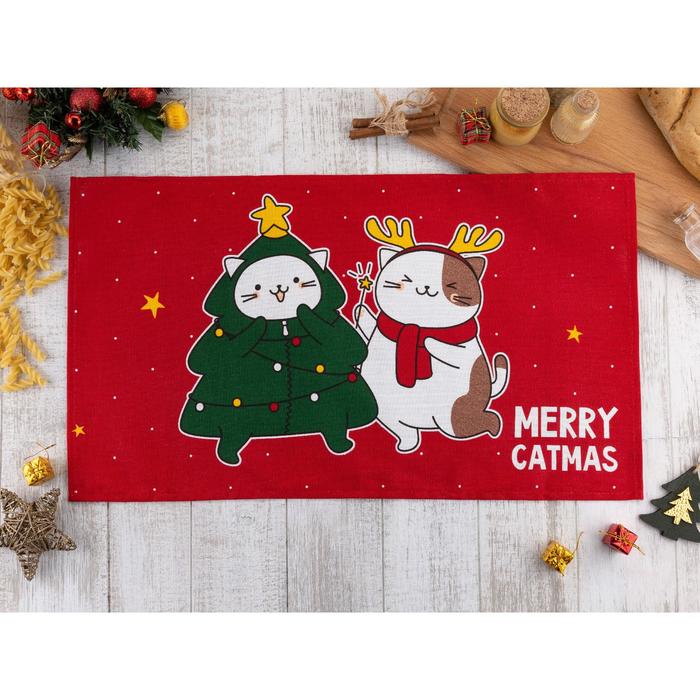 

Полотенце "Доляна" Merry catmas 35х60 см,100% хлопок 160 г/м2, Красный