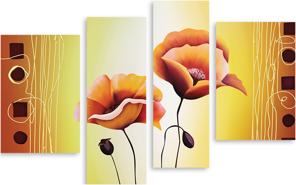 

Картина модульная на холсте Модулка Маки 90x60 см, 4679
