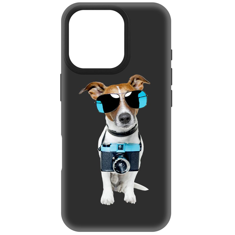 

Чехол-накладка Krutoff Soft Case Пес-турист для iPhone 16 Pro черный
