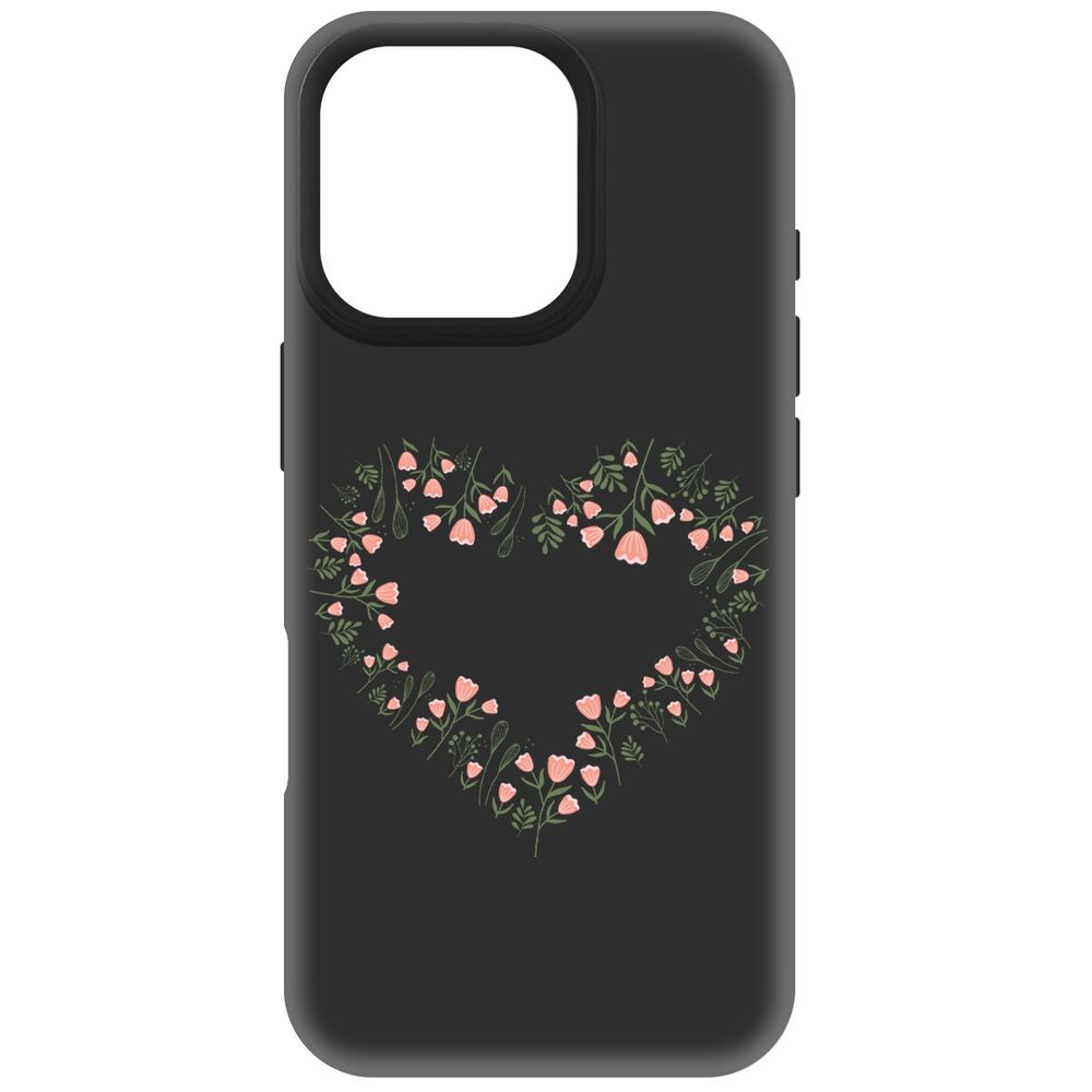 

Чехол-накладка Krutoff Soft Case Цветочное сердце для iPhone 16 Pro черный