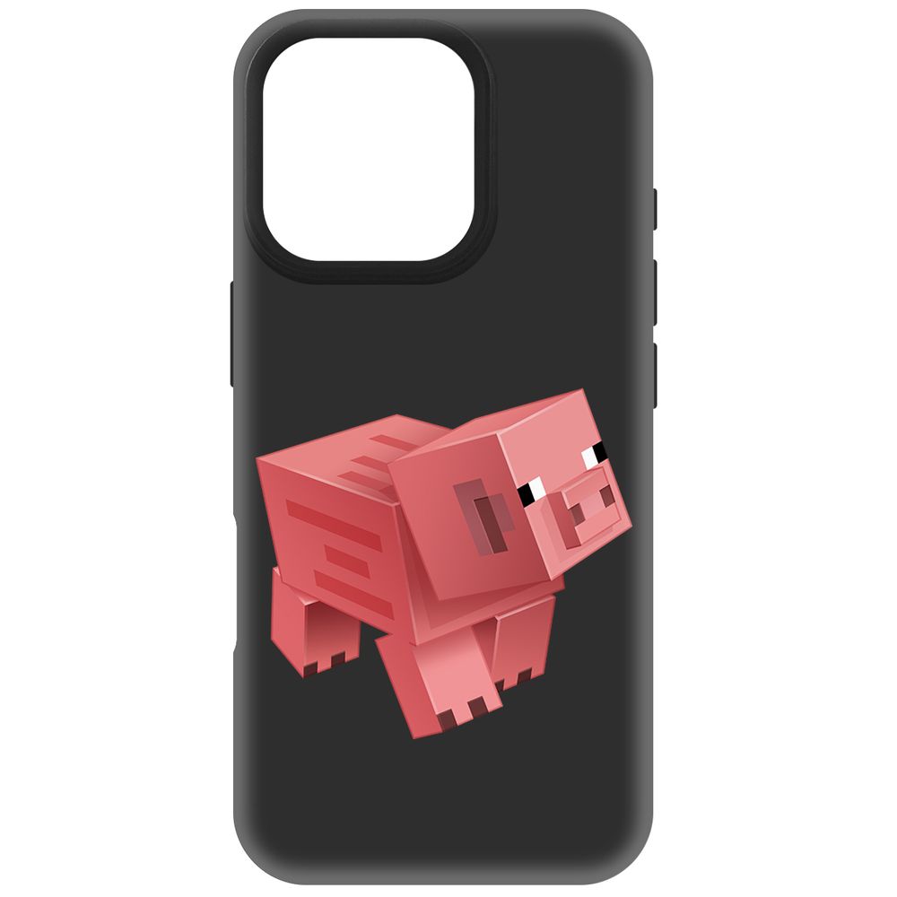 

Чехол-накладка Krutoff Soft Case Minecraft-Свинка для iPhone 16 Pro черный