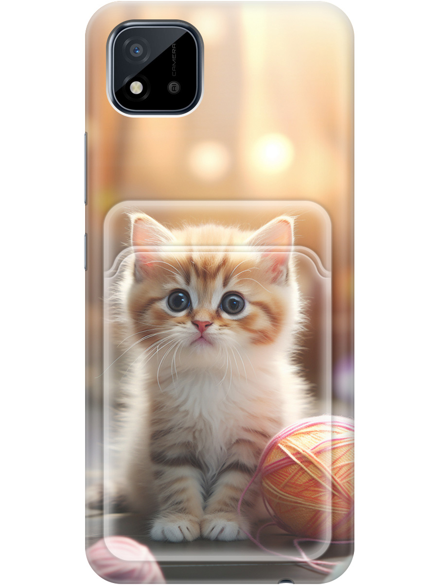 

Силиконовый чехол на realme C20 / C11 (2021) с рисунком "Котик и нитки", Белый;желтый;розовый, 20012036