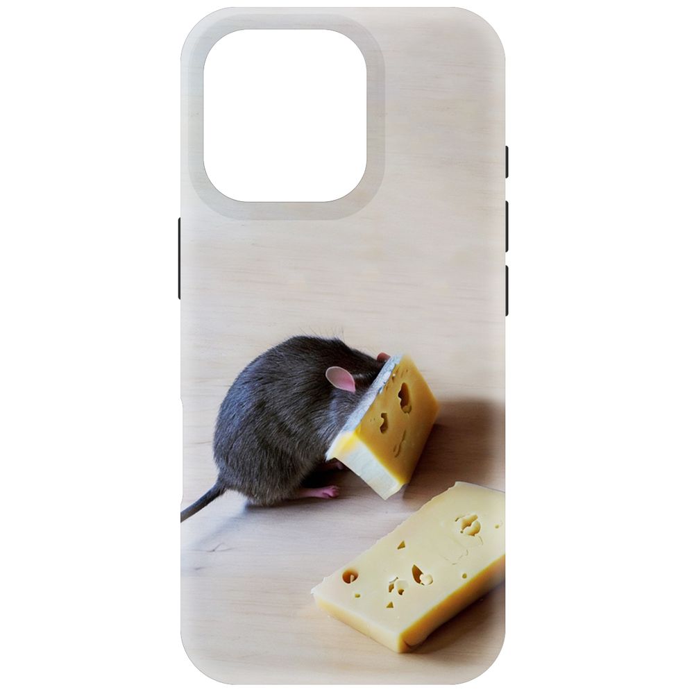

Чехол-накладка Krutoff Soft Case Мышь и сыр для iPhone 16 Pro черный