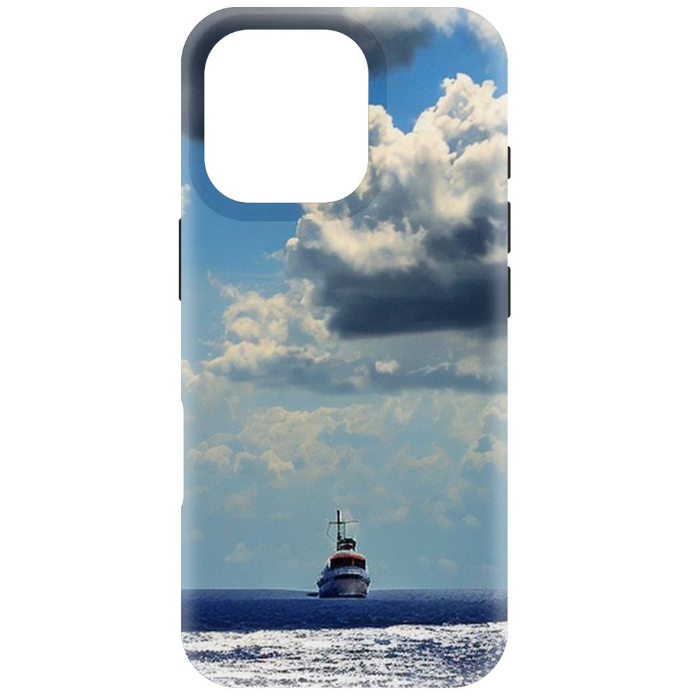 

Чехол-накладка Krutoff Soft Case Море для iPhone 16 Pro черный