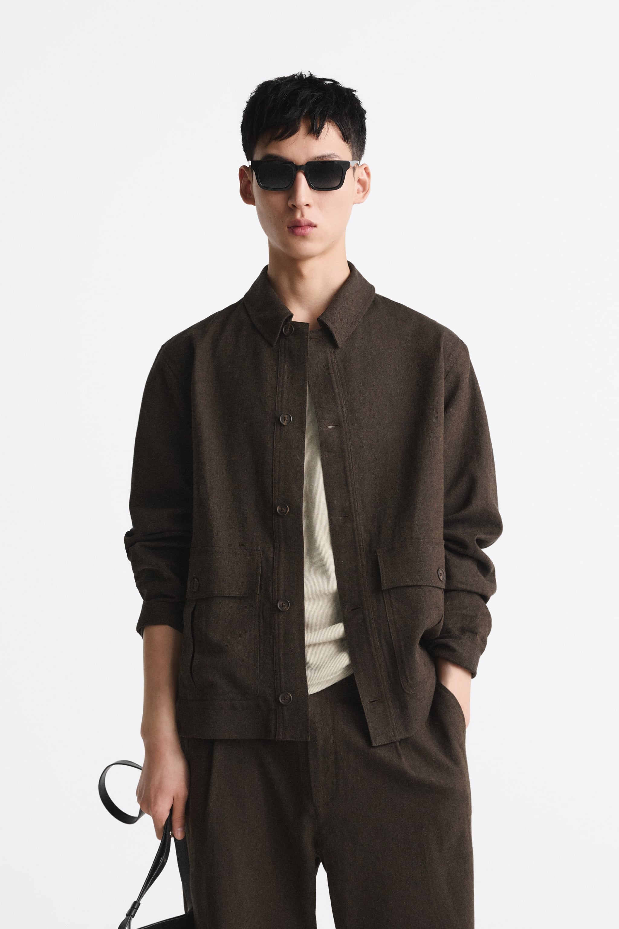 

Рубашка мужская ZARA 02675470 коричневая M (доставка из-за рубежа), Коричневый, 02675470