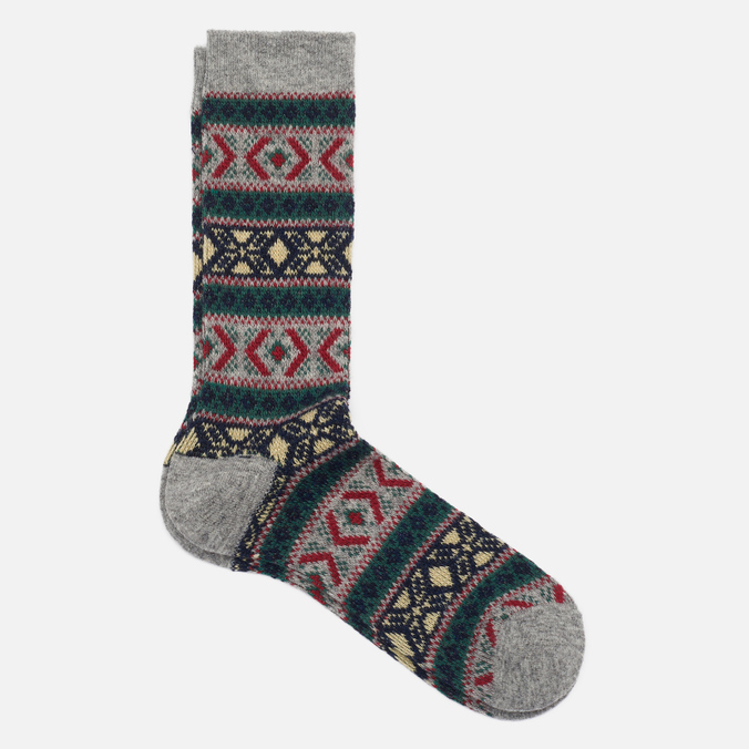 

Носки унисекс Anonymous Ism Wool Jacquard Crew серые 41-44, Wool Jacquard Crew