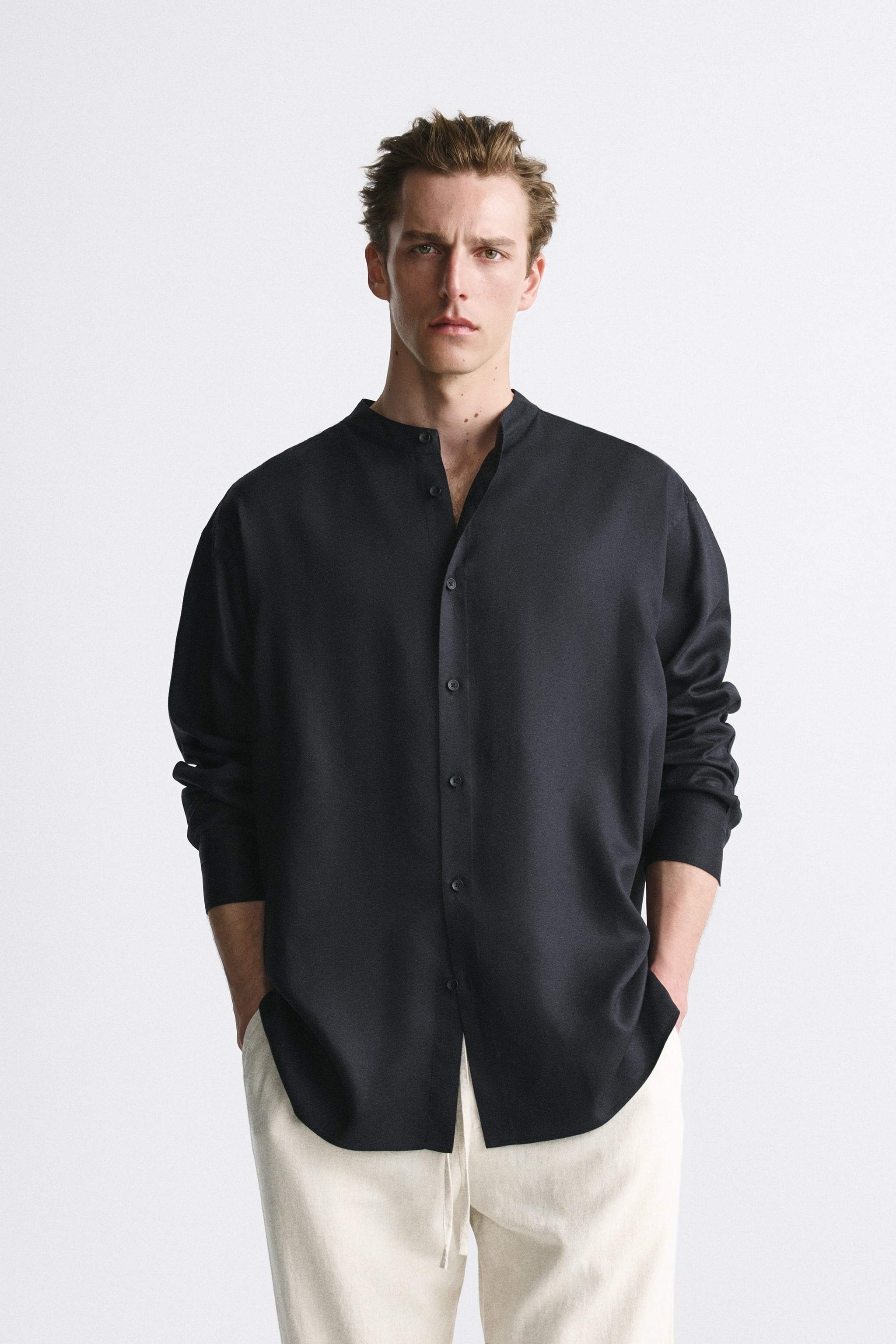 

Рубашка мужская ZARA 04380282 черная L (доставка из-за рубежа), Черный, 04380282
