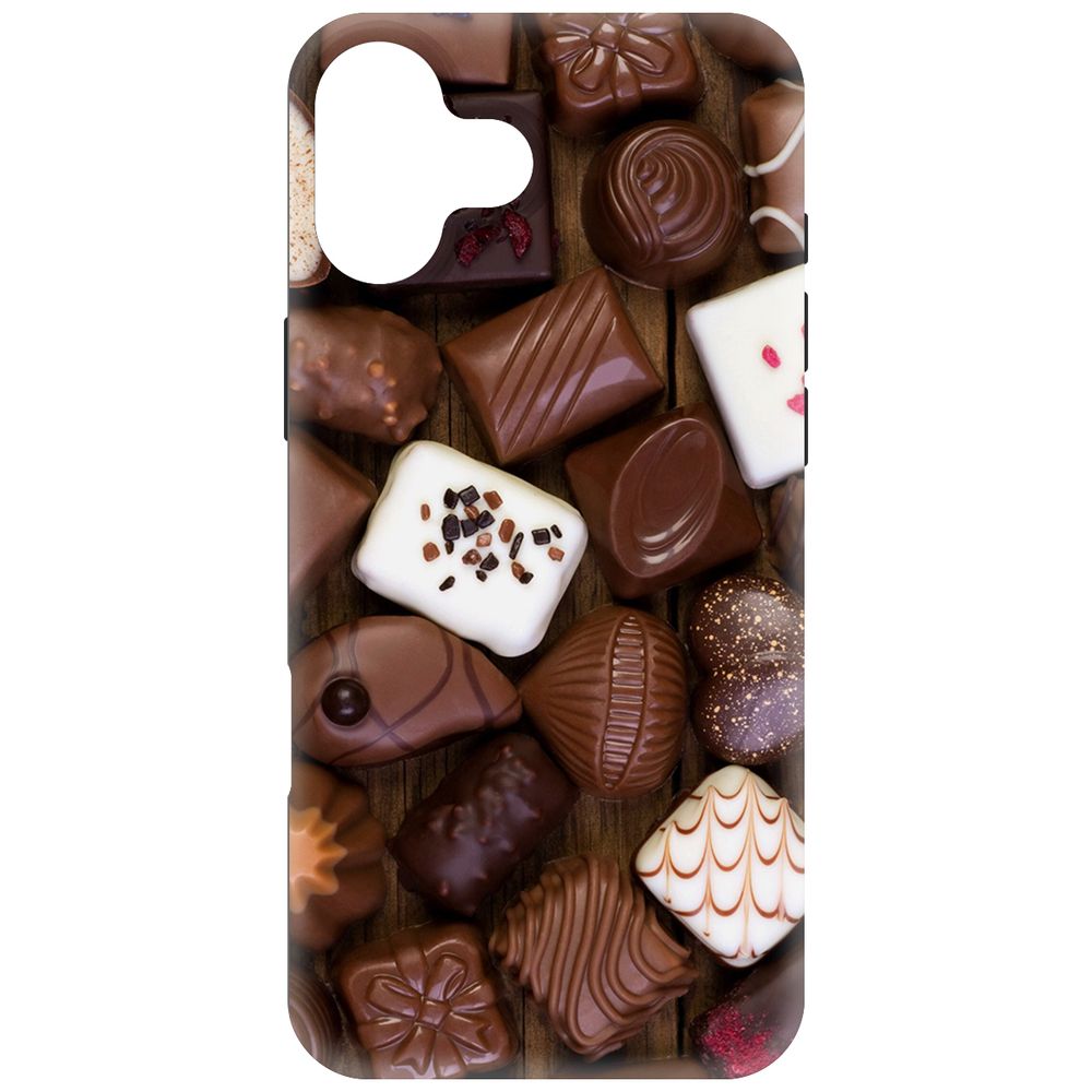 

Чехол-накладка Krutoff Soft Case Конфеты для iPhone 16 Plus черный