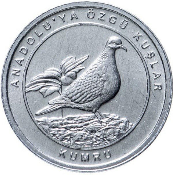

Памятная монета 1 куруш Горлица Анталийские птицы Турция 2020 г