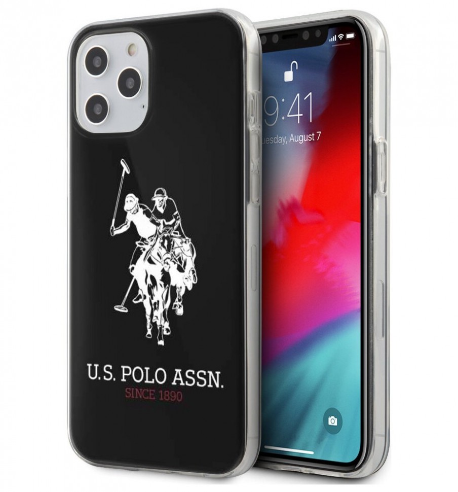 фото Чехол cg mobile u.s. polo assn. shiny double horse iphone 12/12 pro черный