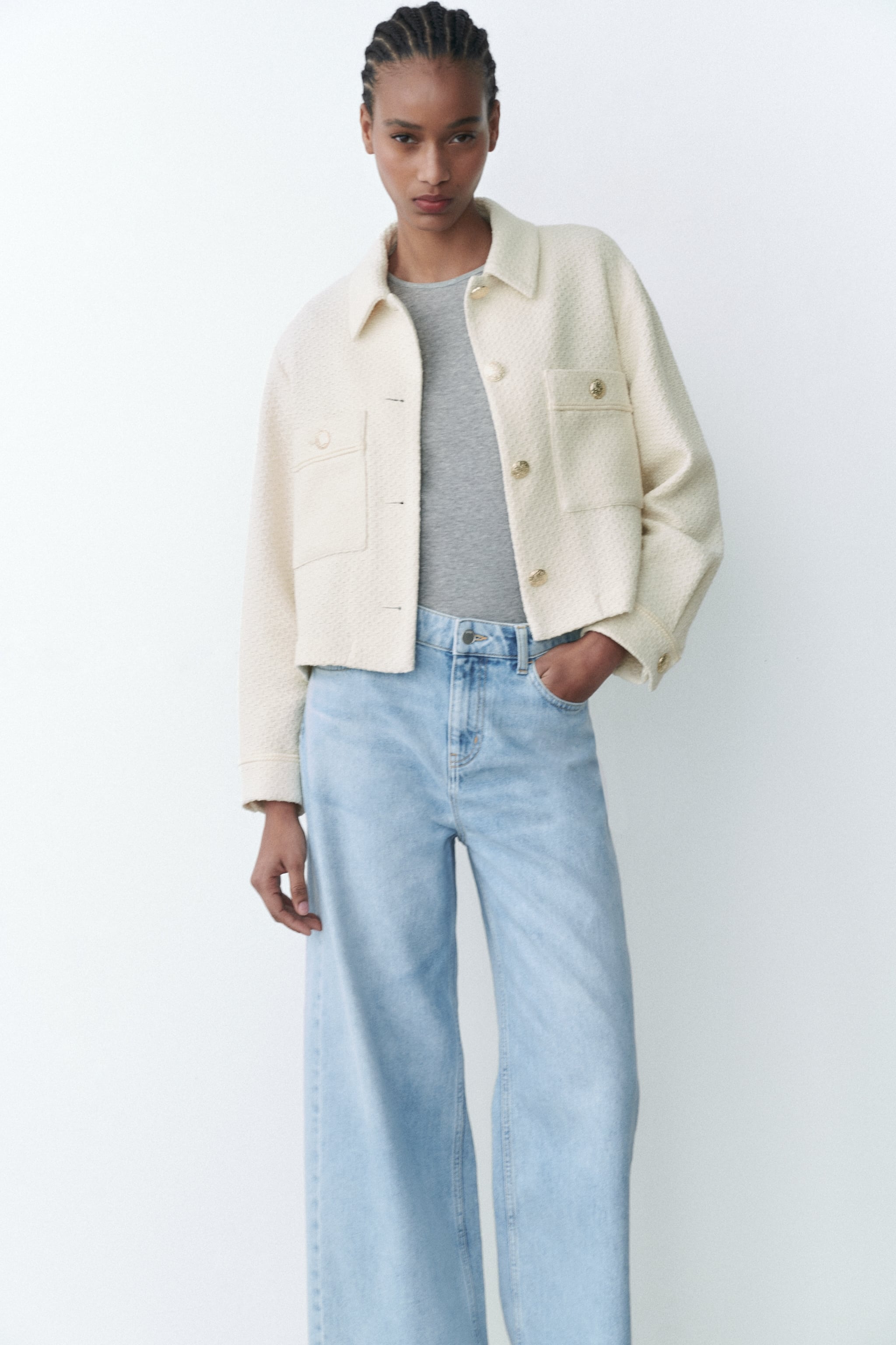 

Жакет женский ZARA 02575149 бежевый XL (доставка из-за рубежа), 02575149