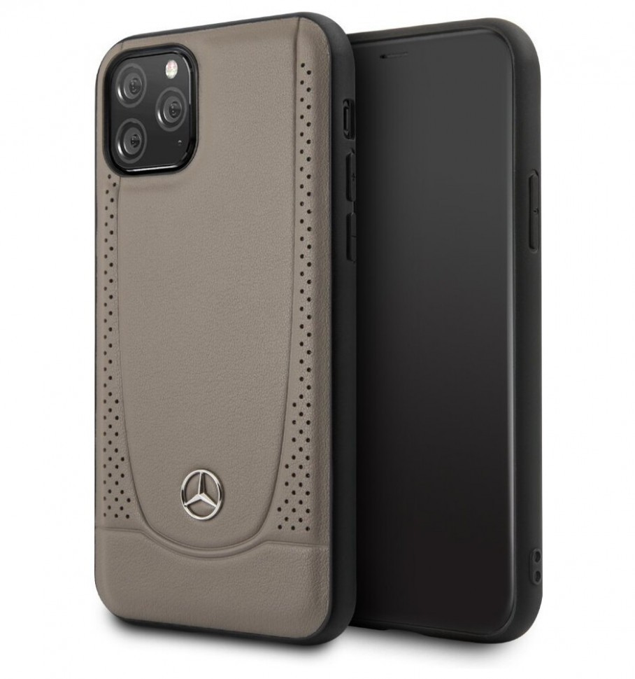 фото Чехол cg mobile mercedes urban smooth/perforated leather iphone 11 pro коричневый