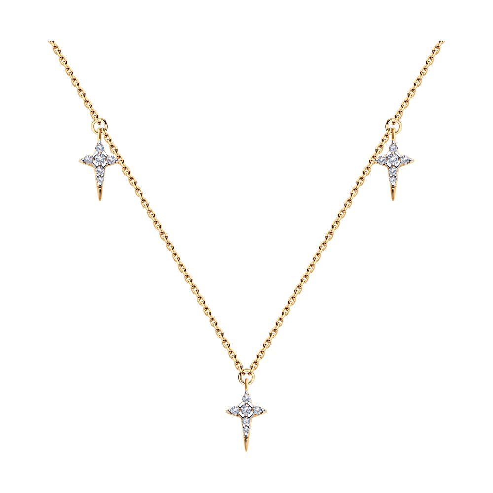 

Колье из серебра 45 см SOKOLOV 93070077, фианит, 93070077