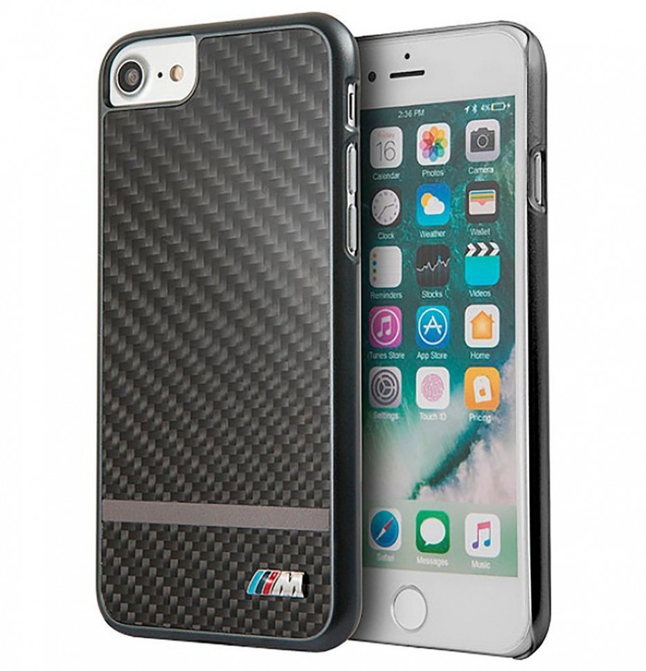 фото Чехол cg mobile bmw m-collection matte stripe carbon/aluminium iphone 7/8/se 2020 серый