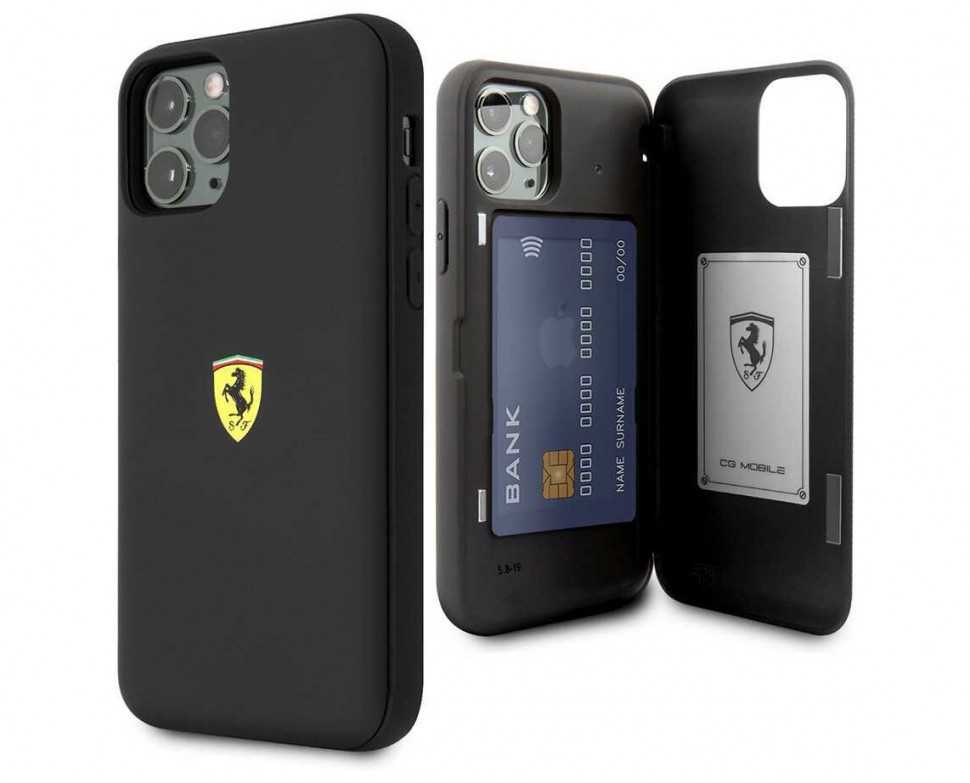 фото Чехол cg mobile ferrari on-track cardslot magnetic tpu/pc iphone 11 pro max черный