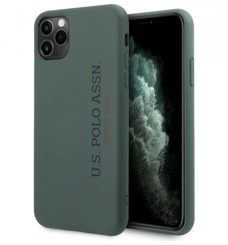 фото Чехол cg mobile u.s. polo assn. liquid silicone vertical logo iphone 11 pro max зеленый