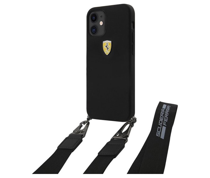 фото Чехол cg mobile ferrari on-track liquid silicone strap&metal logo iphone 12 mini черный