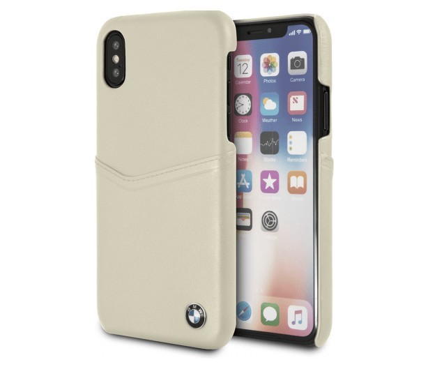 фото Чехол cg mobile bmw signature card slot leather iphone x/xs бежевый