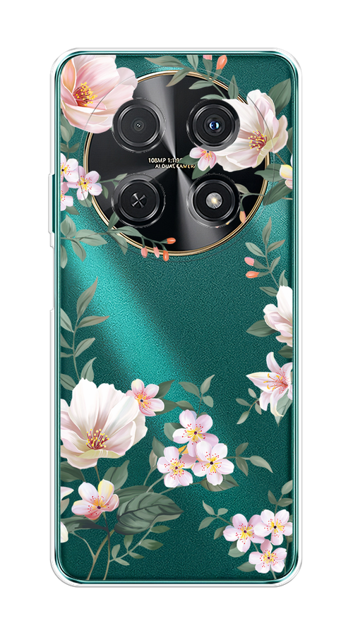 

Чехол на Huawei Nova 12i "Beautiful white flowers", Бежевый;зеленый, 6123950-1