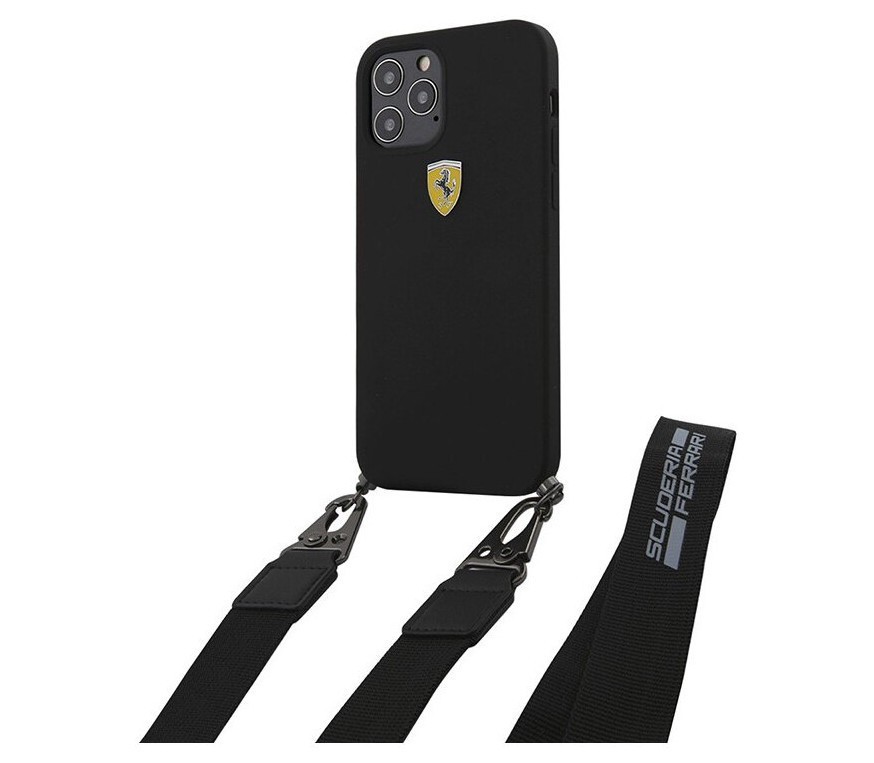 фото Чехол cg mobile ferrari on-track liquid silicone strap&metal logo iphone 12 pro max black