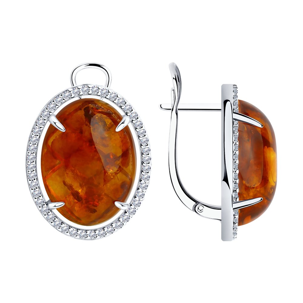 

Серьги из серебра с янтарем/фианитом Diamant 94-320-00829-1, 94-320-00829-1