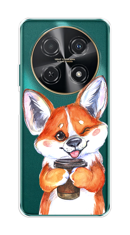 

Чехол на Huawei Nova 12i "Корги с кофе", Оранжевый;белый, 6123950-1