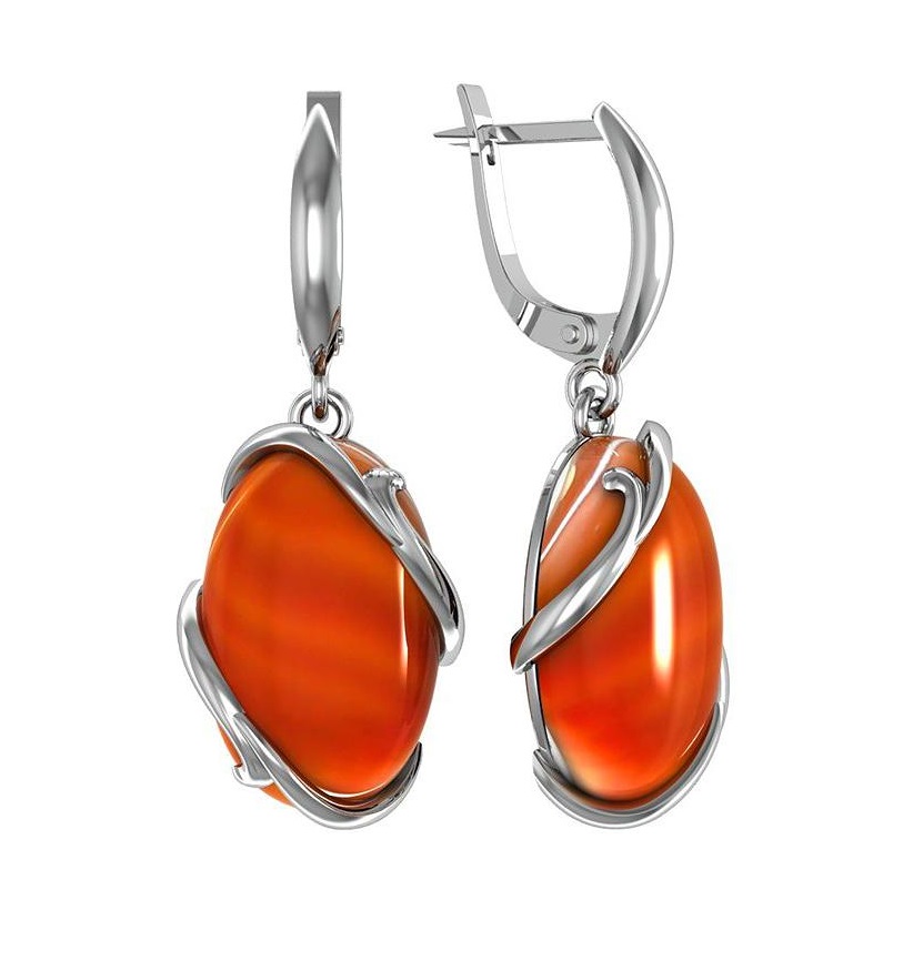

Серьги из серебра с сердоликом ПРИВОЛЖСКИЙ ЮВЕЛИР 341902-SR, 341902-SR