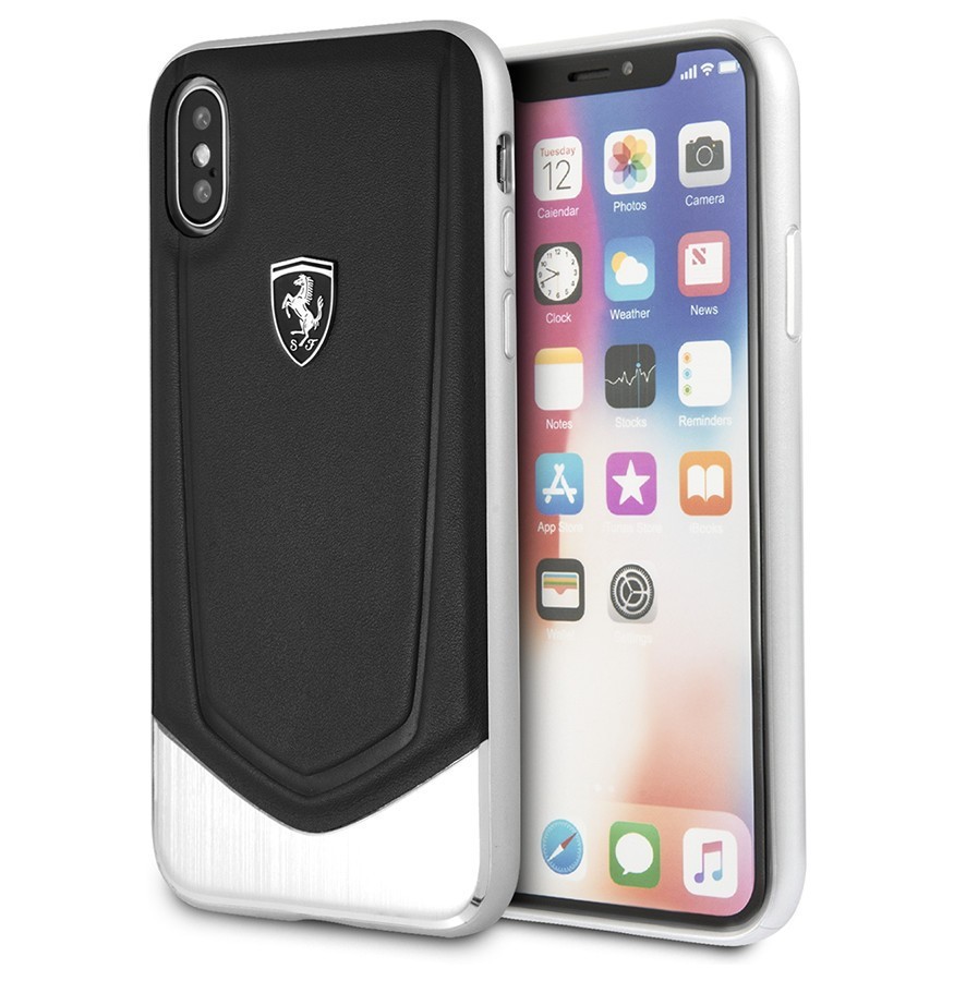 фото Чехол cg mobile ferrari heritage v leather/aluminium stripe iphone x/xs черный