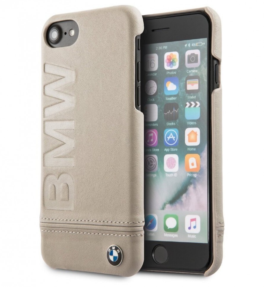 фото Чехол cg mobile bmw signature logo leather iphone 7/8/se 2020 бежевый