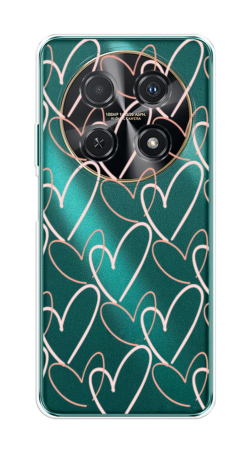 

Чехол на Huawei Nova 12i "Узор из сердечек", Розовый;бежевый, 6123950-1