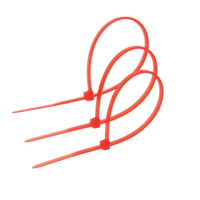 Хомут нейлоновый ТУНДРА krep,  для стяжки, 2.5х150 мм, цвет красный, в упаковке 100 шт. кабельные стяжки fortisflex велькро ксв 16х210 мм красный