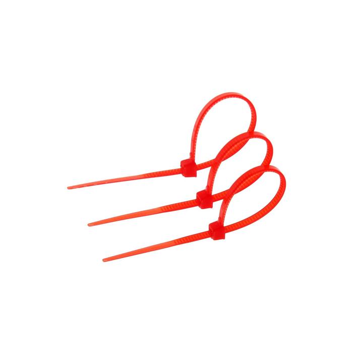 Хомут нейлоновый ТУНДРА krep, для стяжки, 2.5х100 мм, цвет красный, в упаковке 100 шт. кабельные стяжки fortisflex велькро ксв 16х210 мм красный