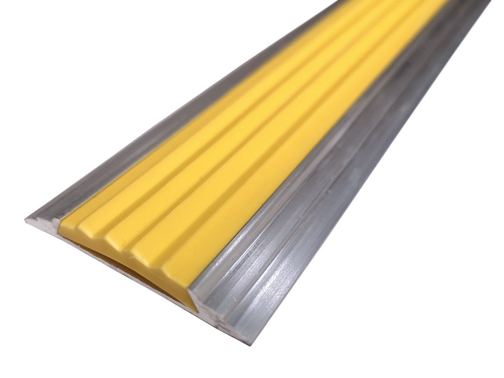 Алюминиевая полоса-порог с желтой резиновой вставкой, длина 1м, упаковка 5 шт