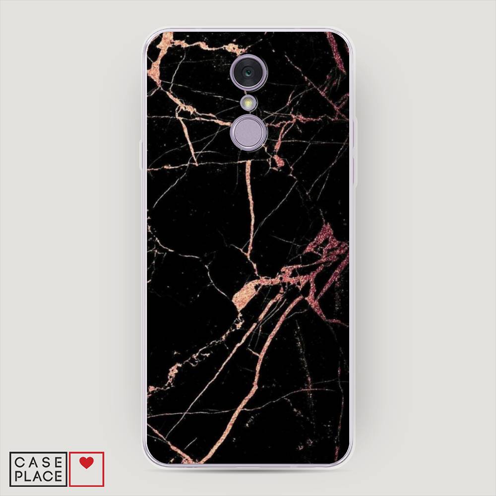 

Чехол Awog на LG Q7 (Plus, Alpha) "Мрамор розовое золото", Черный;розовый, 83550-3