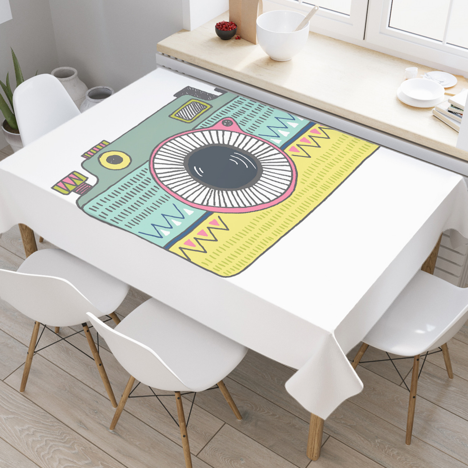 

Скатерть прямоугольная JoyArty "Ностальгическая фотокамера" из оксфорда, 120x145см, Белый, Ностальгическая фотокамера