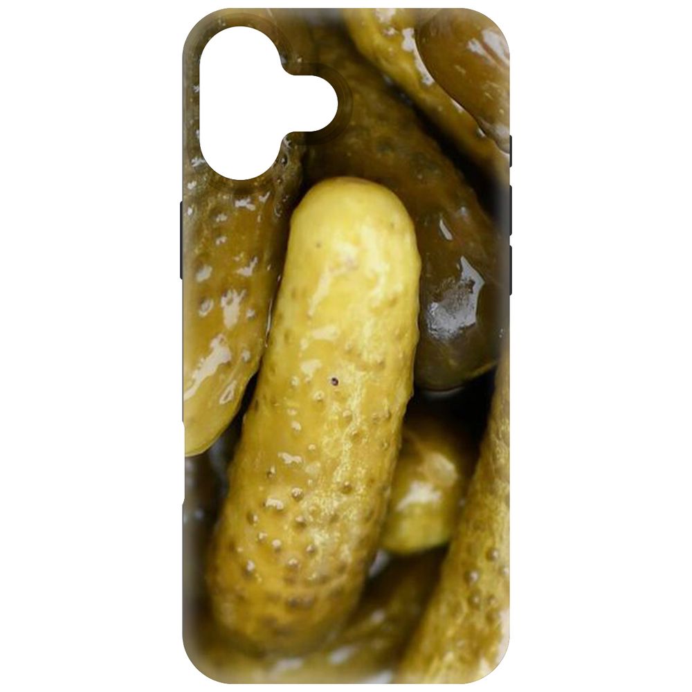

Чехол-накладка Krutoff Soft Case Огурчики для iPhone 16 Plus черный