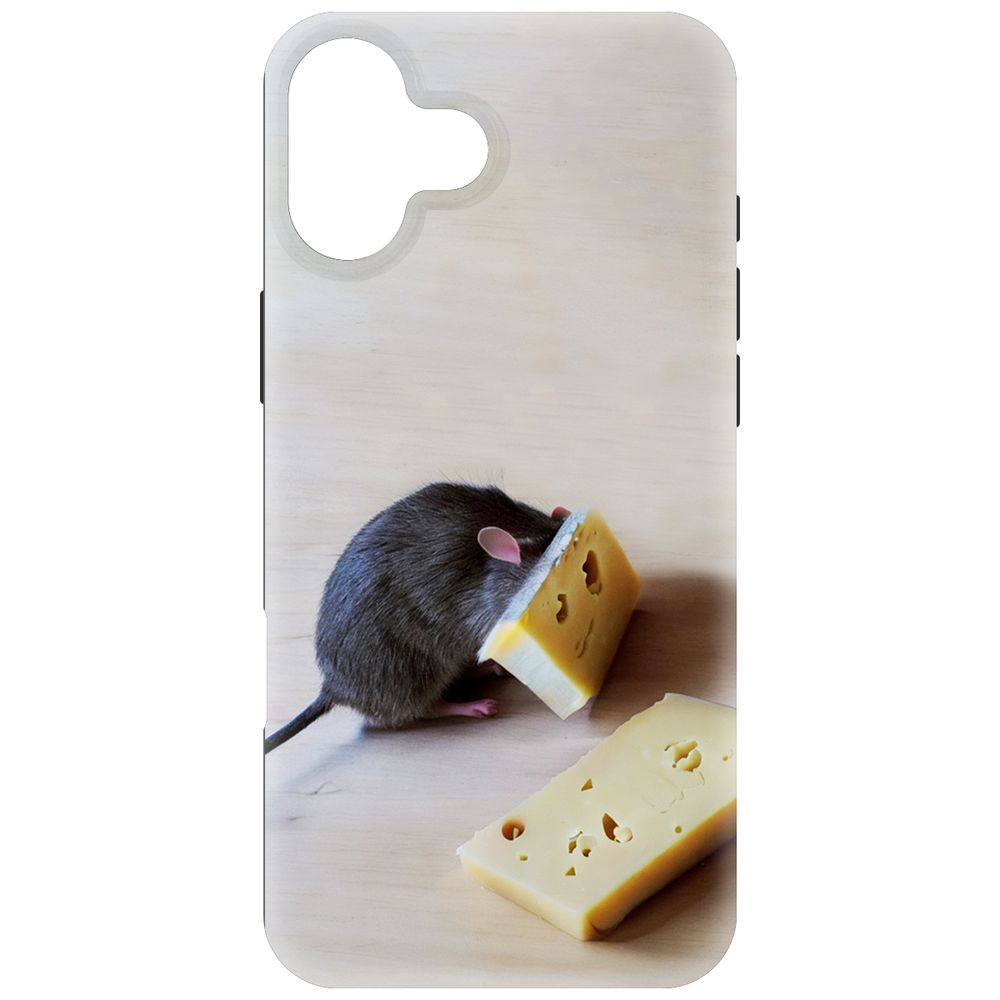 

Чехол-накладка Krutoff Soft Case Мышь и сыр для iPhone 16 Plus черный