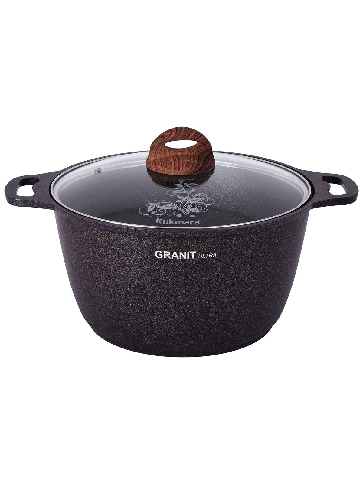 

Кастрюля с крышкой Kukmara Granit ultra антипригарная 6 л, Черный