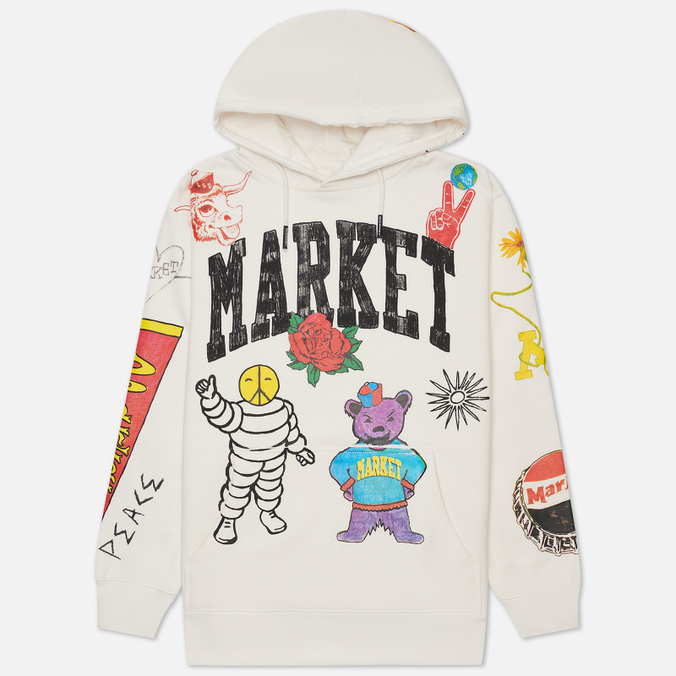 

Худи мужское MARKET Varsity Hand-Drawn Hoodie бежевое XL, Varsity Hand-Drawn Hoodie